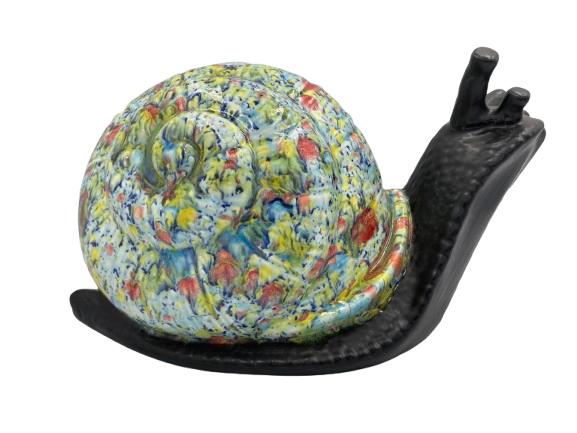 Decoratieve gipsen slak – kleurrijk handbeschilderd beeld, Huis en Inrichting, Woonaccessoires | Overige, Gebruikt, Ophalen of Verzenden