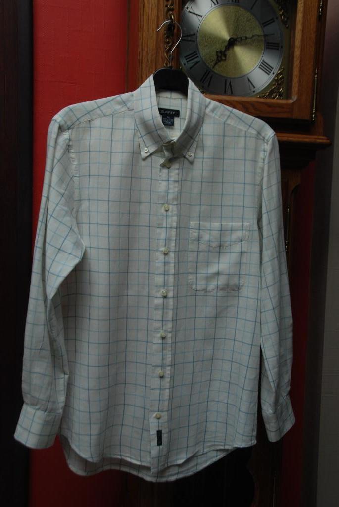 Beige „Gant” Regular Fit shirt met blauwe ruiten, maat M, Kleding | Heren, Beige, Zo goed als nieuw, Gant, Halswijdte 39/40 (M)