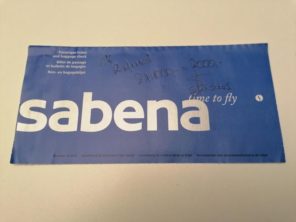 Coupon billet avion Sabena Sobelair #03 -082.2450809980 1998, Enlèvement ou Envoi, Utilisé