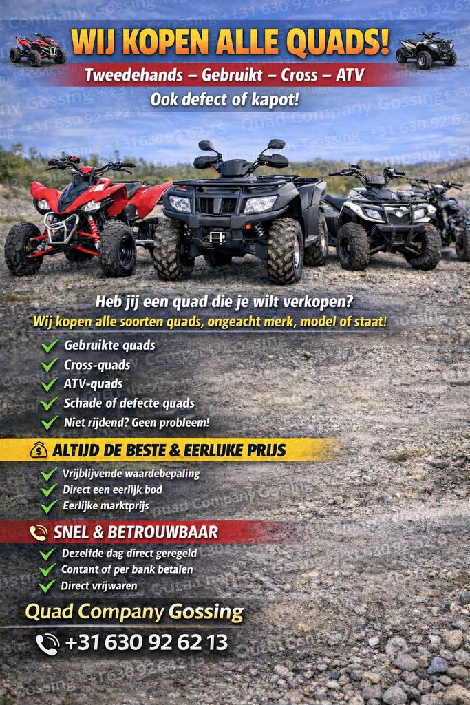 Quads gezocht quad opkoper wij kopen uw quad, Motoren, Particulier