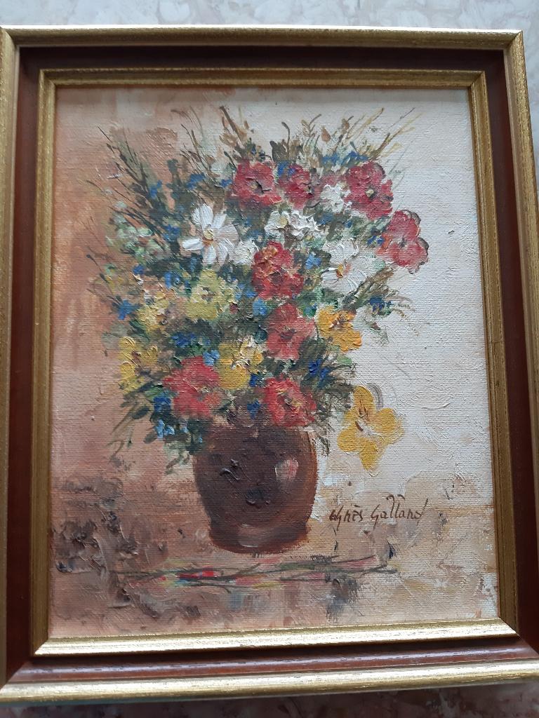 Vase de fleurs/bouquet de Agnès Galland, Antiquités & Art, Enlèvement ou Envoi, Peinture à l'huile, Fleurs, Toile