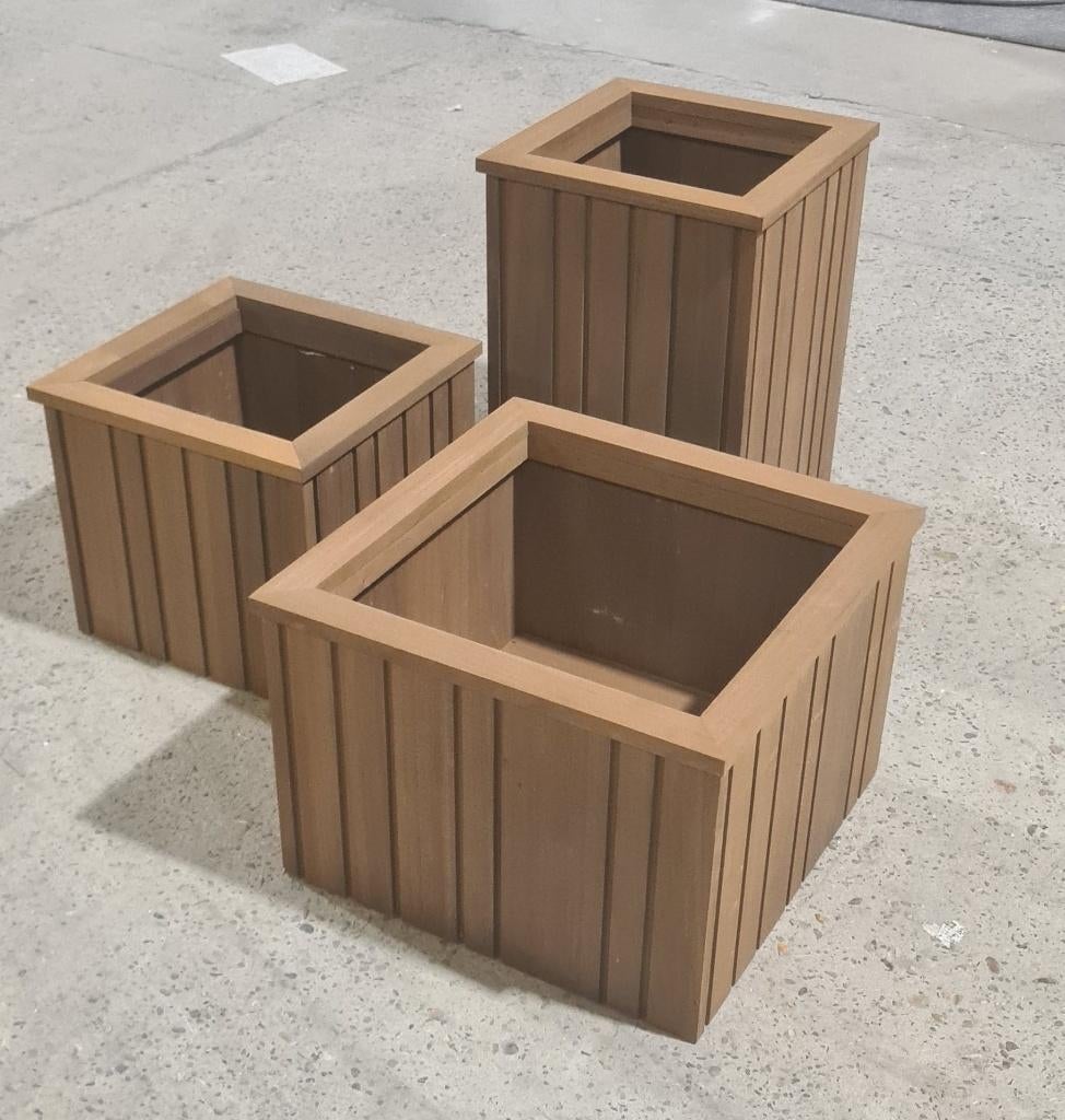 Houten bloembakken – Thermowood Ayous, Ophalen, Minder dan 60 cm, Vierkant, Nieuw