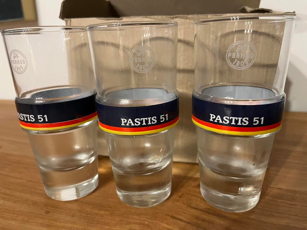 6 PASTIS 15 PERNOD 1805 glazen, Verzamelen, Glas en Drinkglazen, Ophalen of Verzenden, Zo goed als nieuw