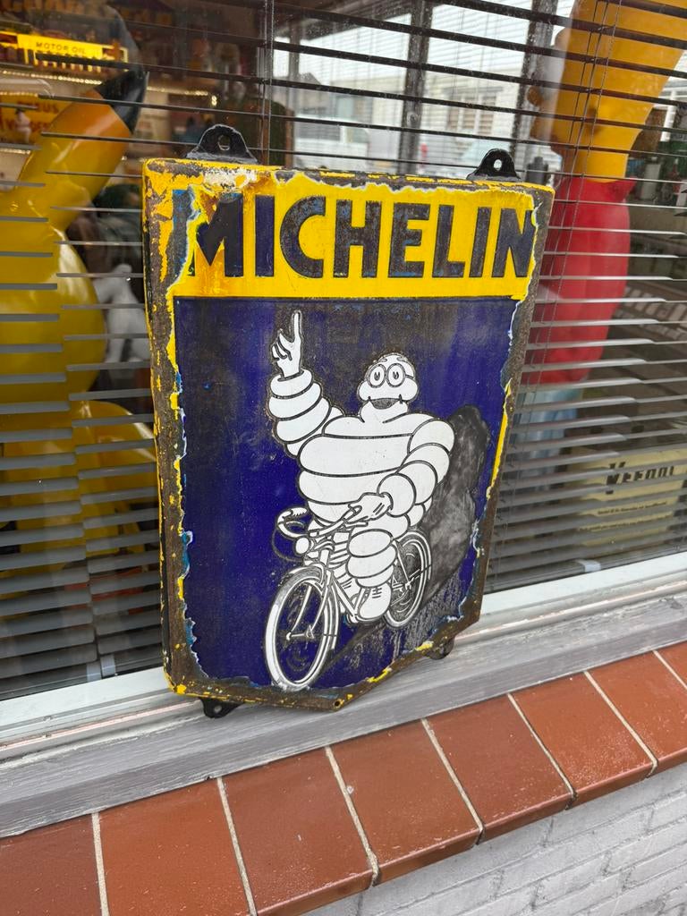 Zeldzaam Michelin emaille reclamebord, Ophalen of Verzenden, Gebruikt, Reclamebord