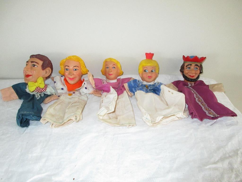5 oude poppen voor poppenkast handpoppen vintage theater, Ophalen