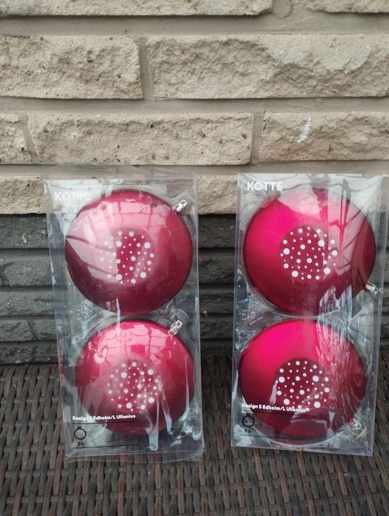 4 platte kerstballen Kotte, Diversen, Kerst, Ophalen of Verzenden, Zo goed als nieuw