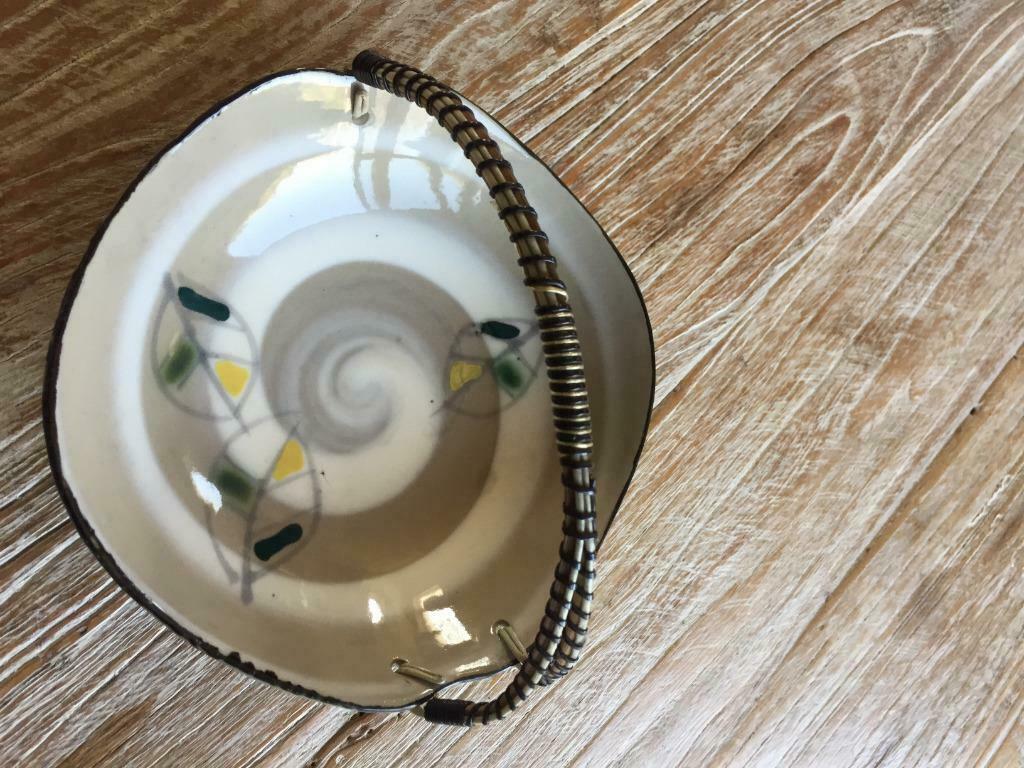 Schoteltje met scoubidou handvat, retro, vintage, Antiquités & Art, Enlèvement ou Envoi