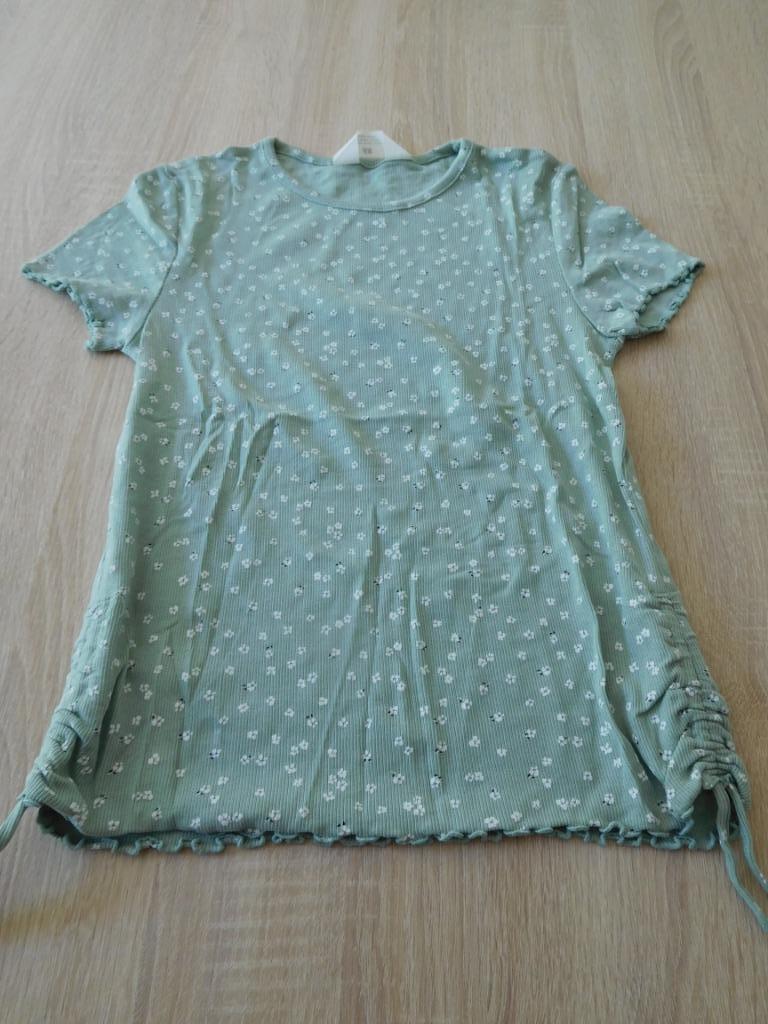 H&M t-shirt met watergroen patroon maat 170, Ophalen, Overige typen, Meisje, H&M