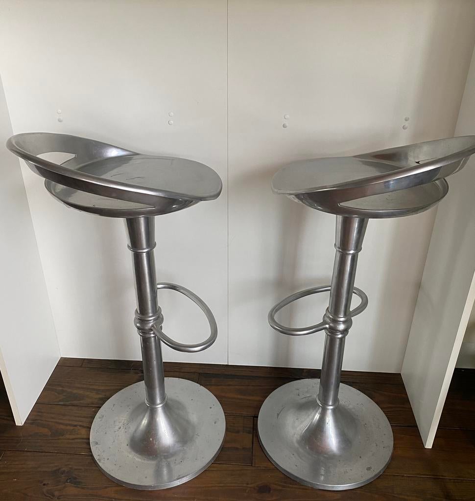 Tabourets de bar vintage en acier inoxydable, Maison & Meubles, Tabourets de bar, Enlèvement, Comme neuf