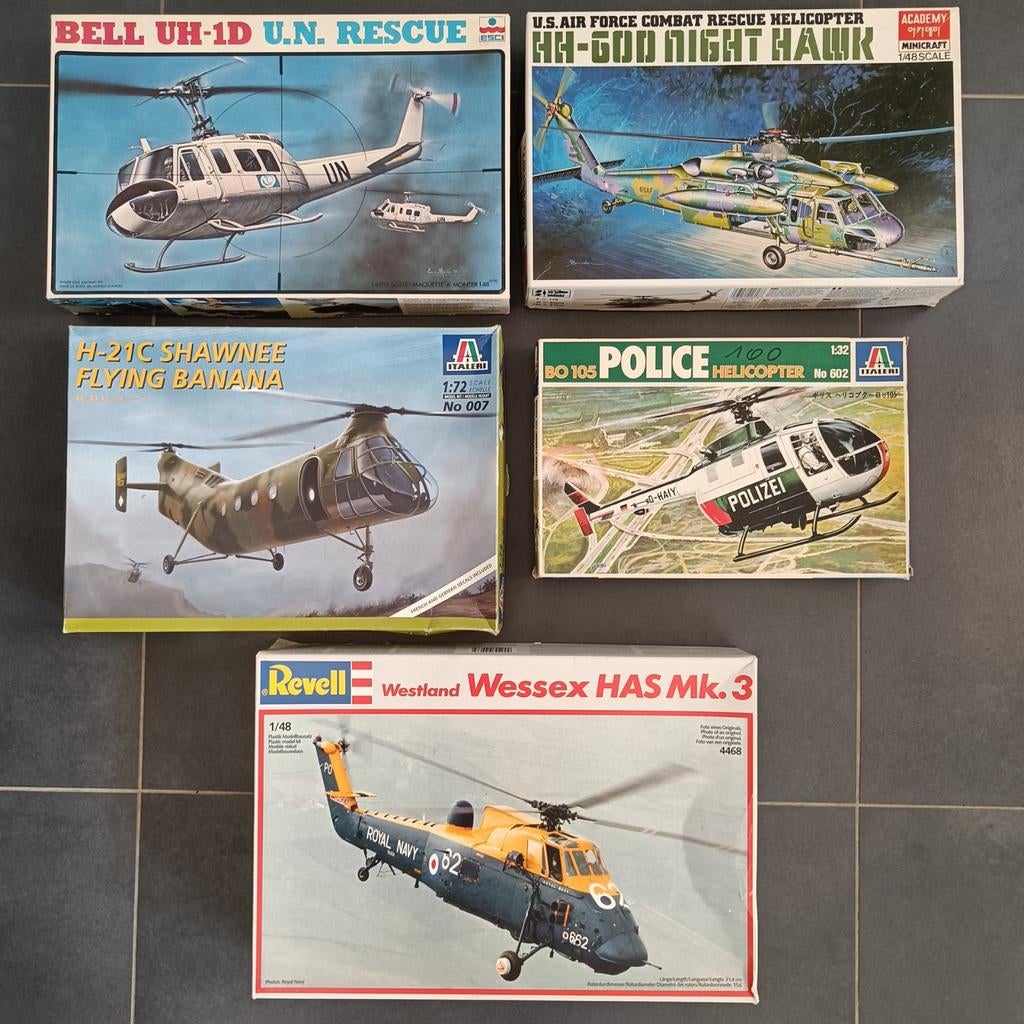 Construction de maquettes d'hélicoptères Revell/Italeri/Esci, Enlèvement ou Envoi, Comme neuf, Hélicoptère, Autres marques