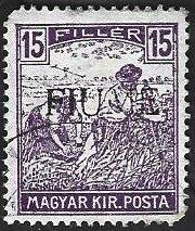1 Postzegel Fiume 1918 Maaiers, met opdruk, Ophalen of Verzenden, Gestempeld