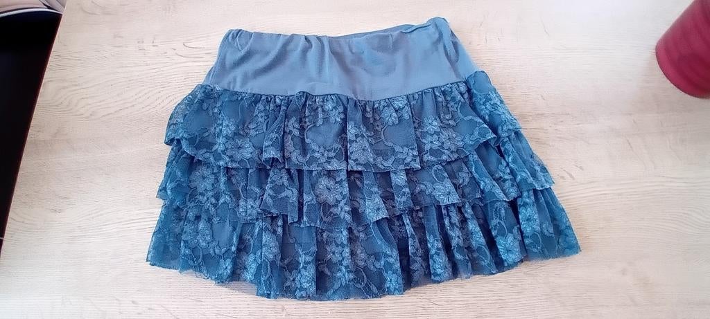 Mini-jupe à volants taille élastique, Enlèvement ou Envoi, Comme neuf, Bleu, Au-dessus du genou