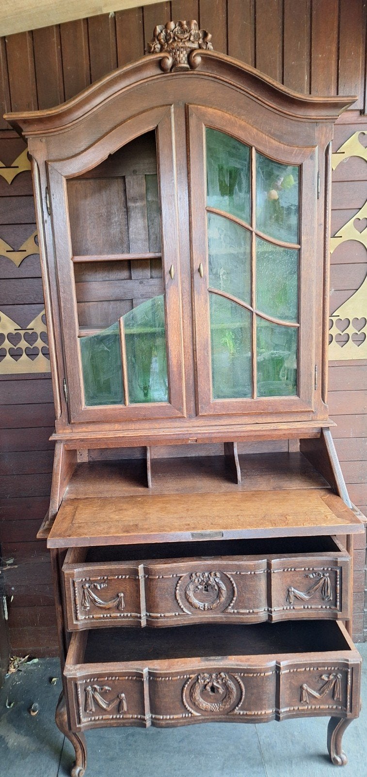 vitrinekast secretaire, Antiek en Kunst, Ophalen
