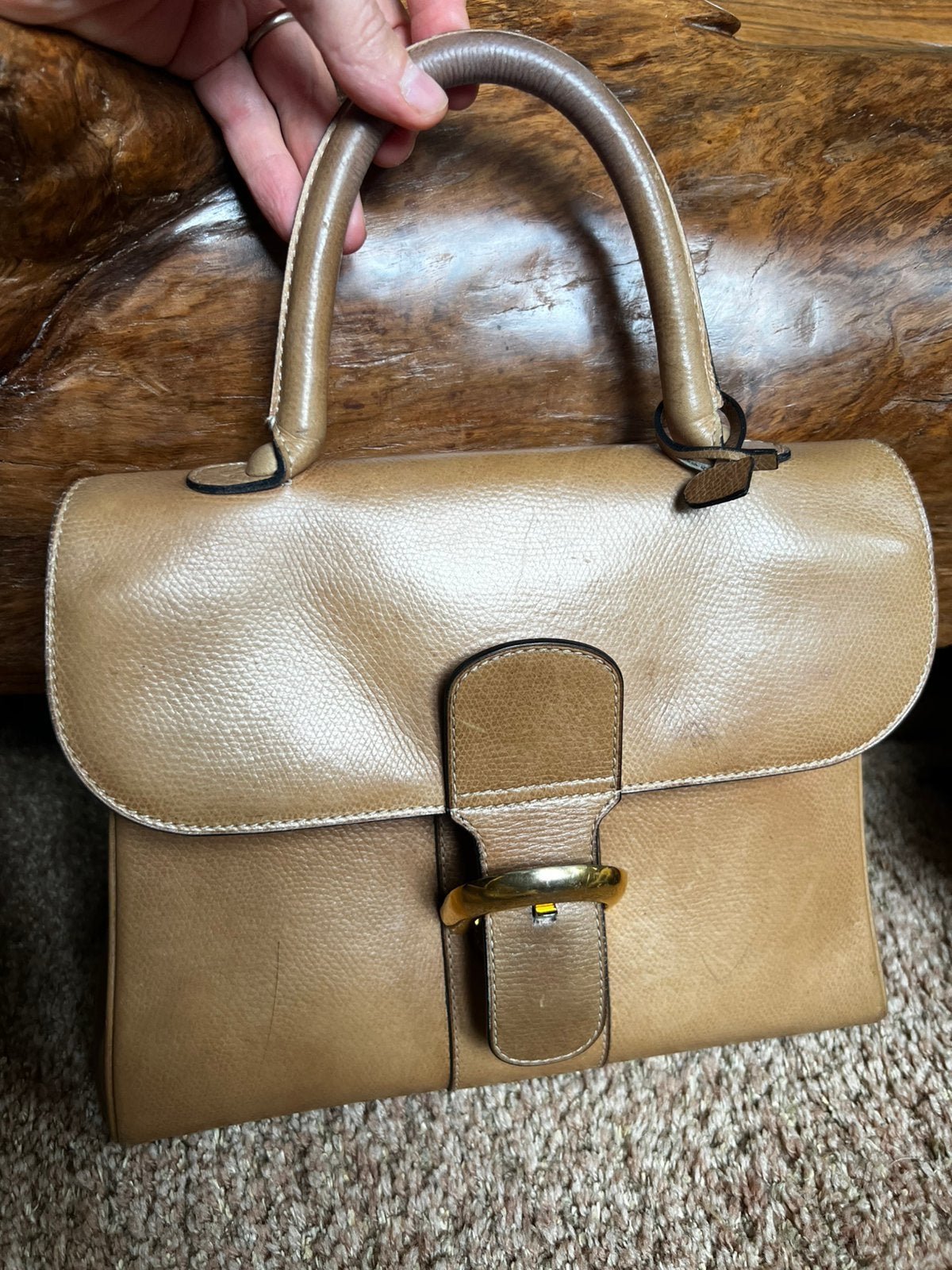Vintage Delvaux Brillant PM — Fabriqué en Belgique, Bijoux, Sacs & Beauté, Enlèvement ou Envoi, Utilisé, Beige