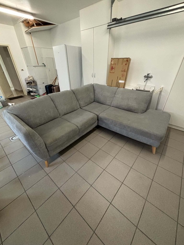 Hoeksalon te koop, Huis en Inrichting, Ophalen, Grijze look, Gebruikt, Hoekbank