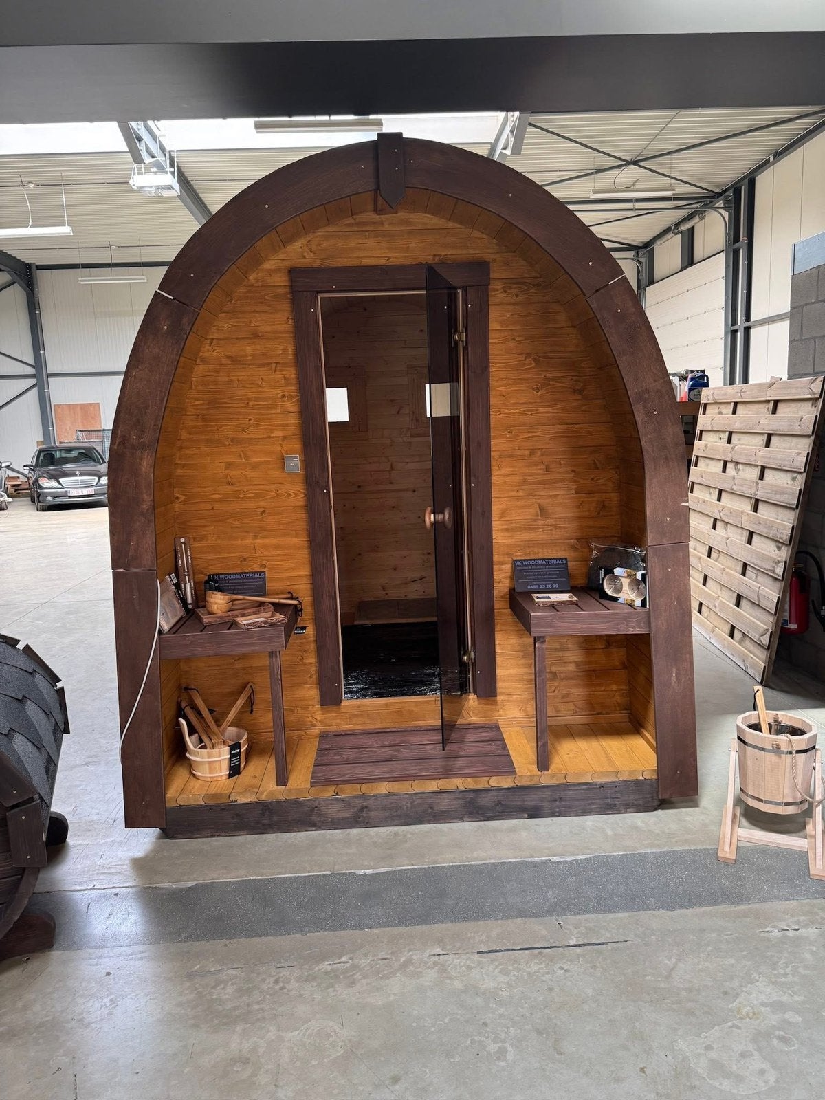 Pod sauna 3m nieuw toonzaalmodel, Sport en Fitness, Sauna, Ophalen, Nieuw, Complete sauna
