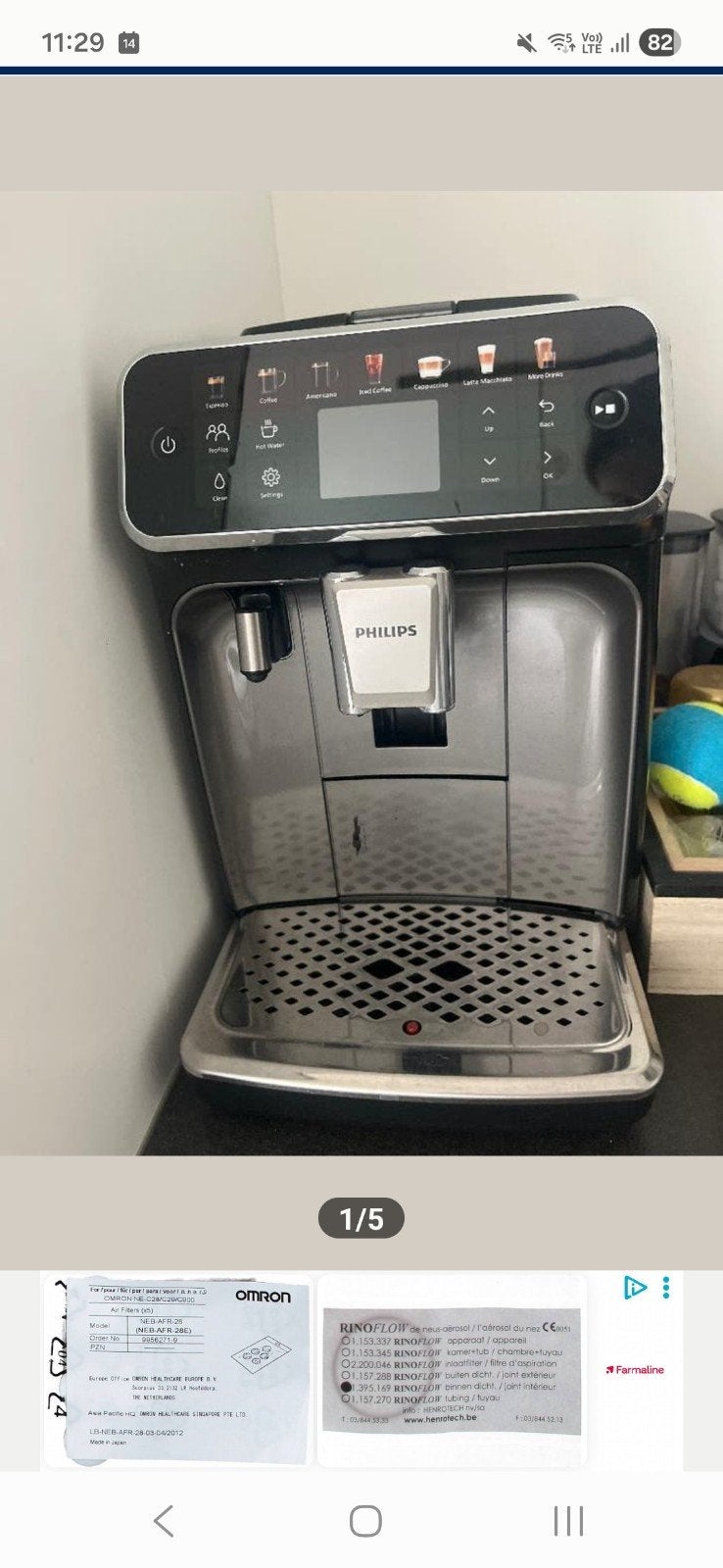 volautomatische koffiemachine philips (nieuwprijs 520€), Enlèvement, Café moulu