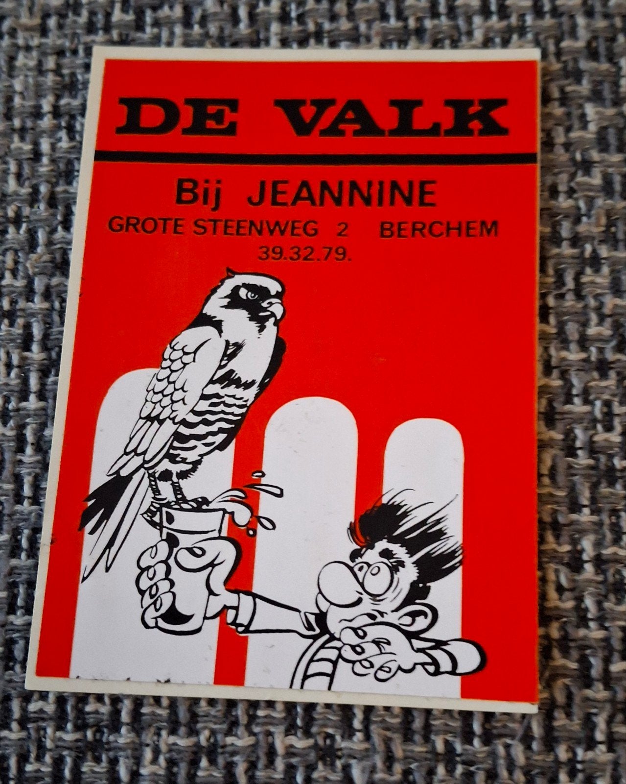 Autocollant vintage personnage de dessin animé Café De Valk, Enlèvement ou Envoi, Comme neuf, Société ou Association