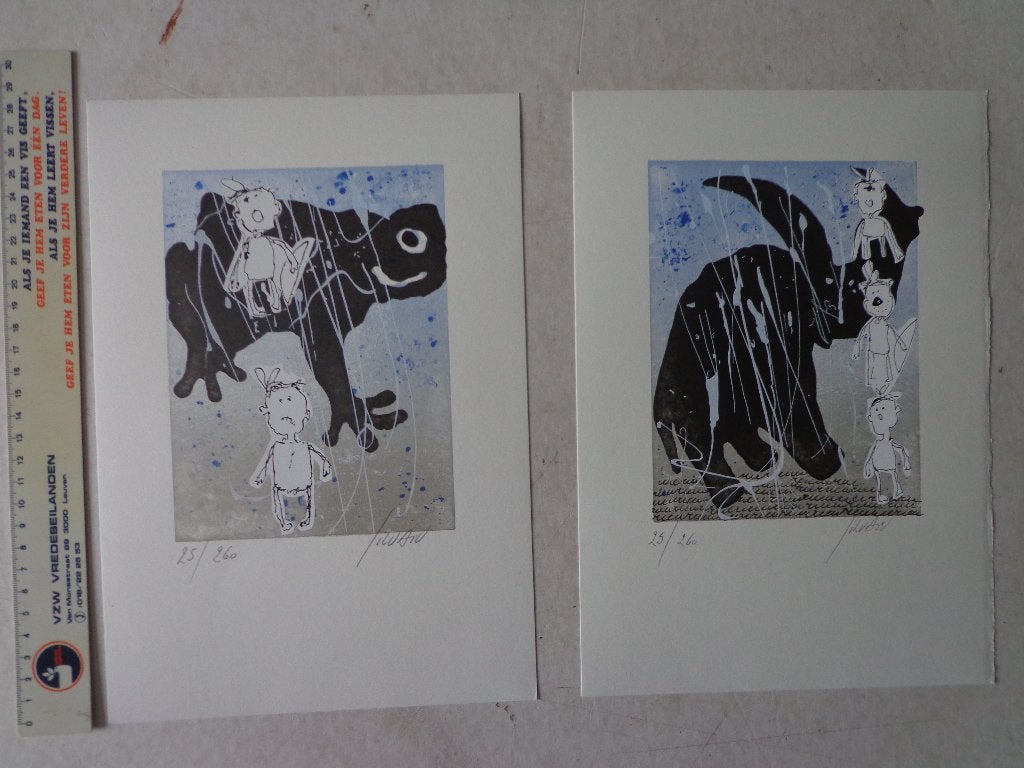 2 leuke litho's of zeefdrukken van Christian Silvain 2011, Antiek en Kunst, Ophalen of Verzenden