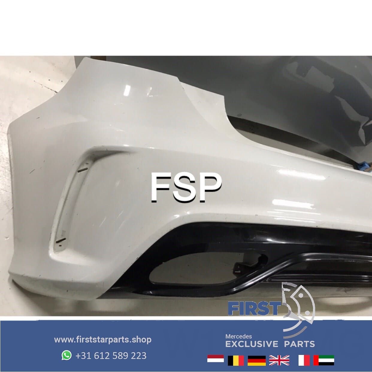 W176 FACELIFT AMG ACHTERBUMPER WIT + DIFFUSER ORIGINEEL, Gebruikt, -, Ophalen of Verzenden, Achter
