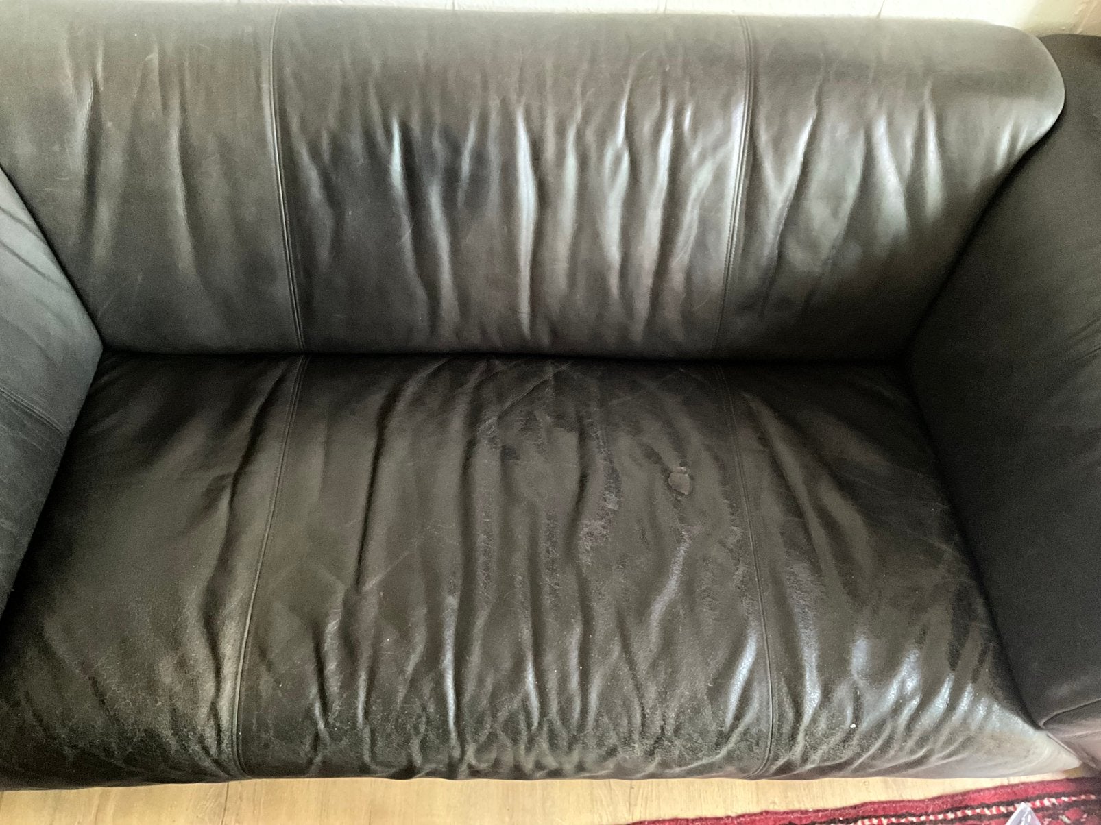 Design leder zetel 1990, Ophalen, Gebruikt, Design, 150 tot 200 cm