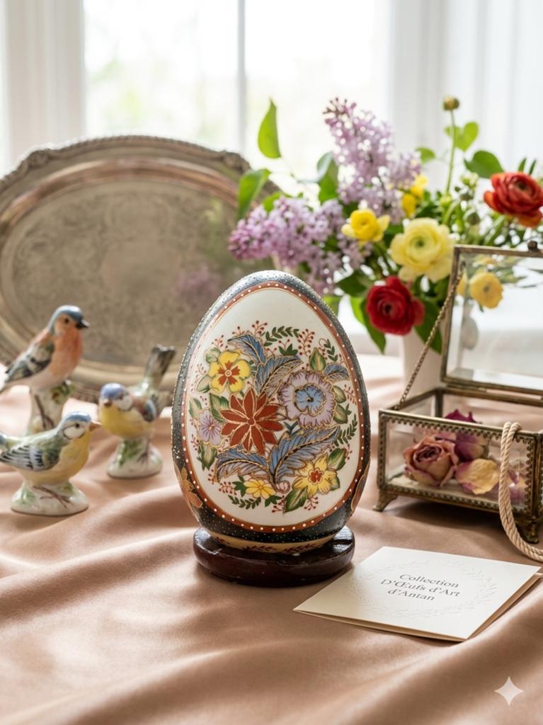 Oeuf en porcelaine sur socle vintage, Enlèvement ou Envoi