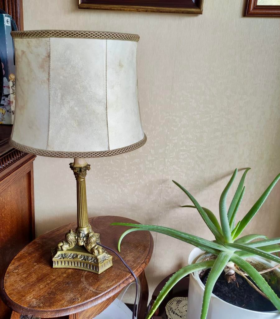 Lampe de table - pied en laiton, Enlèvement, Utilisé, Autres matériaux