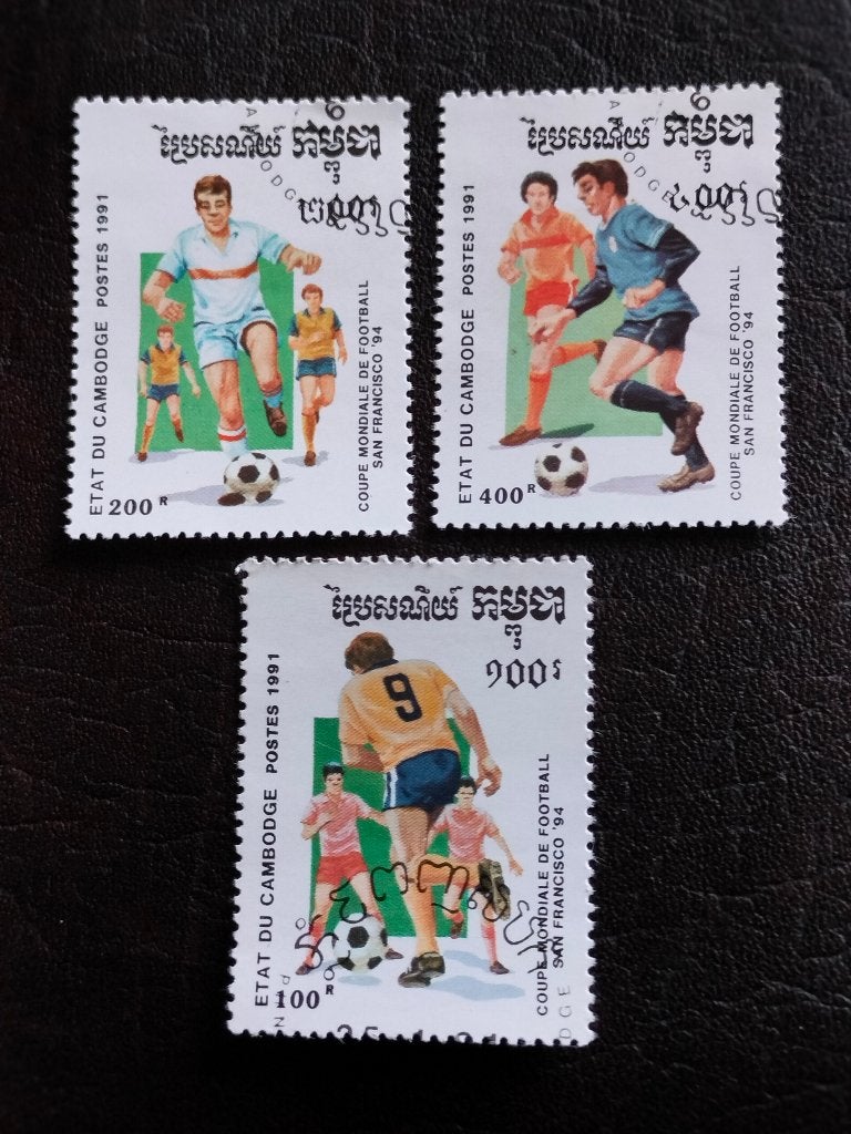 Cambodja 1991 - sport, WK voetbal USA 1994, Postzegels en Munten, Verzenden, Gestempeld, Zuidoost-Azië