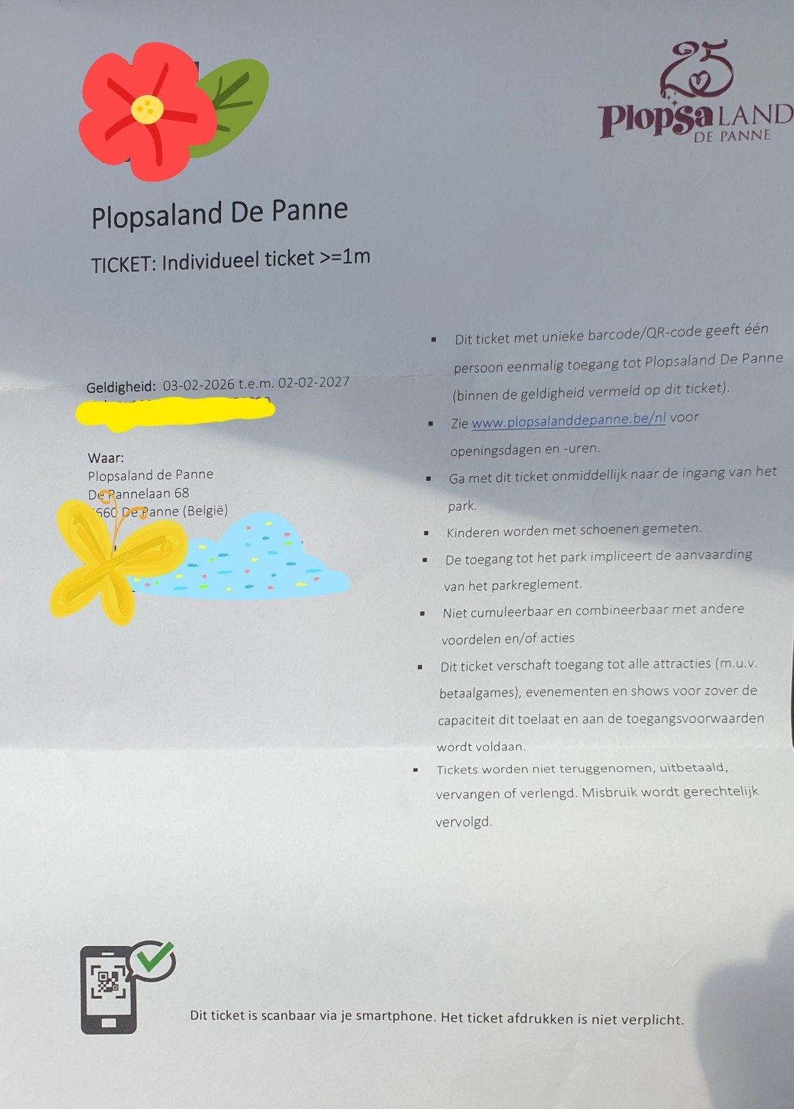 2 Tickets Plopsaland, Ophalen