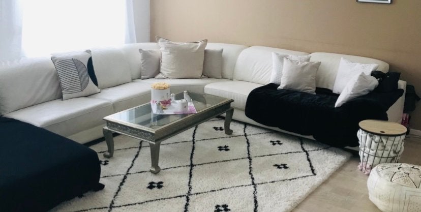 Gratis echt lederen witte salon met longchair !, Ophalen, Gebruikt, Leer