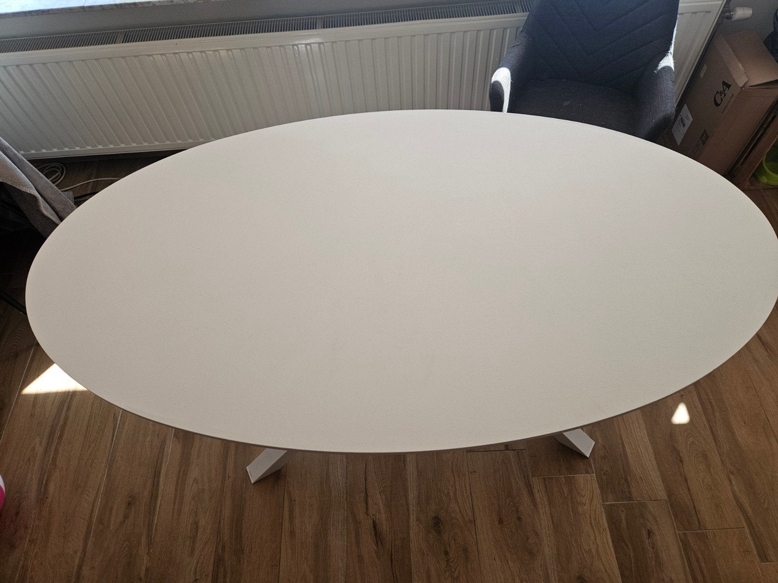 Wit ovale tafel, Maison & Meubles, Tables | Tables mange-debout, Enlèvement, Comme neuf
