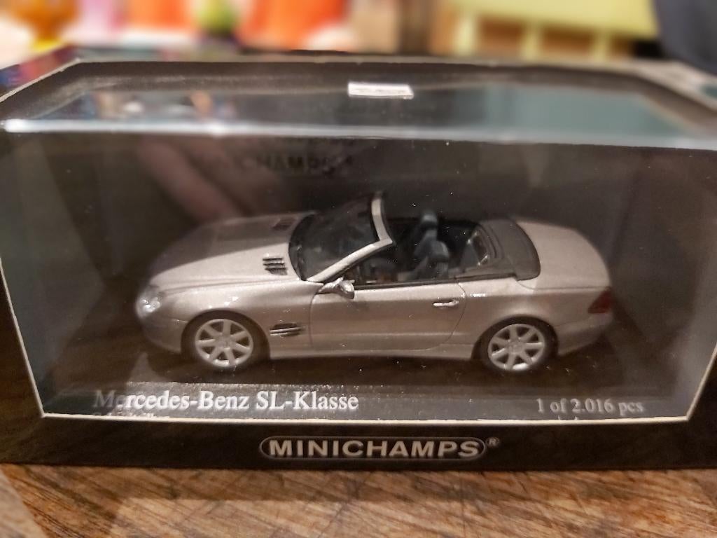 Minichamps Mercedes SL Cabriolet de 2003 Dark Silver 1/43, Ophalen of Verzenden, Nieuw, Auto, MiniChamps