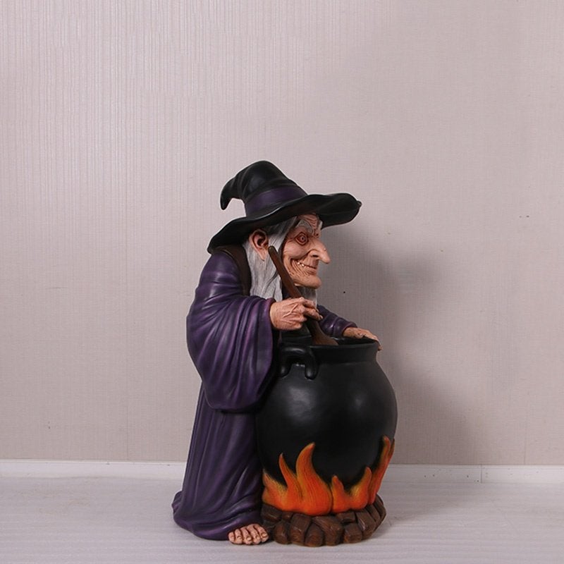 Sorcière avec chaudron — Hauteur de la sorcière 122 cm, Enlèvement, Neuf