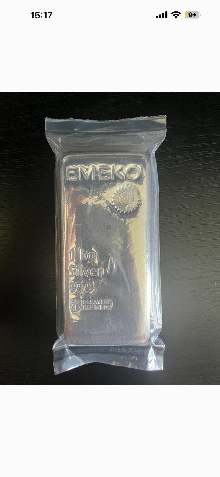 1kg EMEKO zilverbaar 999- fysiek zilver / edelmetaal, Postzegels en Munten, Edelmetalen en Baren, Ophalen, Zilver