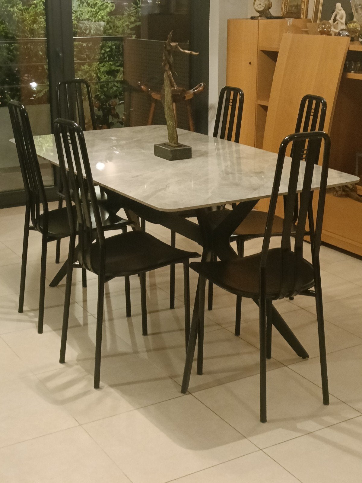 6 Chaises italiennes CIDUE ÉTIQUETTE BLEU 1971. Table inclus, Enlèvement