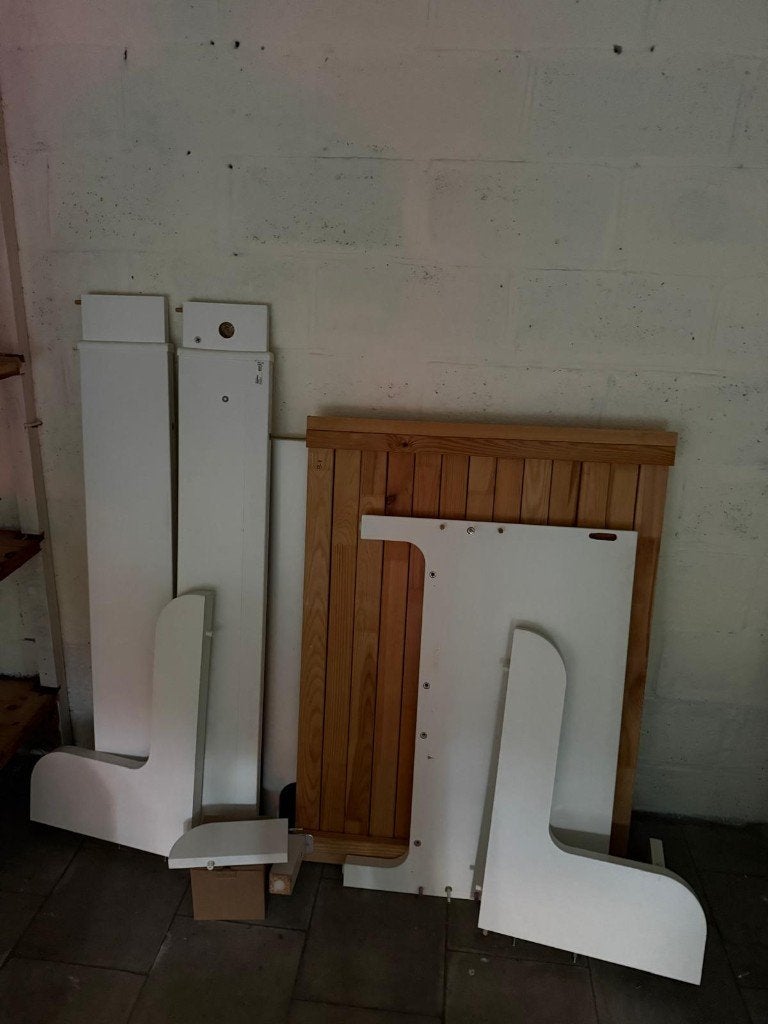 IKEA BUSUNGE wit uitschuifbaar/uitschuifbaar bed, Ophalen, Gebruikt, 70 tot 85 cm, Lattenbodem