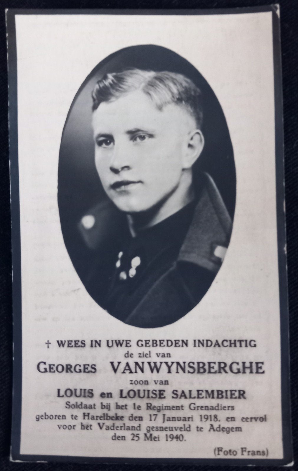 Carte de prière WW2, Enlèvement ou Envoi