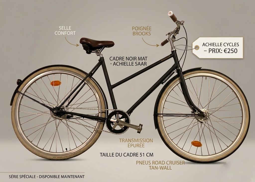 Achielle Saar - Ambachtelijke stadsfiets (5 versnellingen), Gebruikt, Versnellingen, 50 tot 53 cm, Trommelrem
