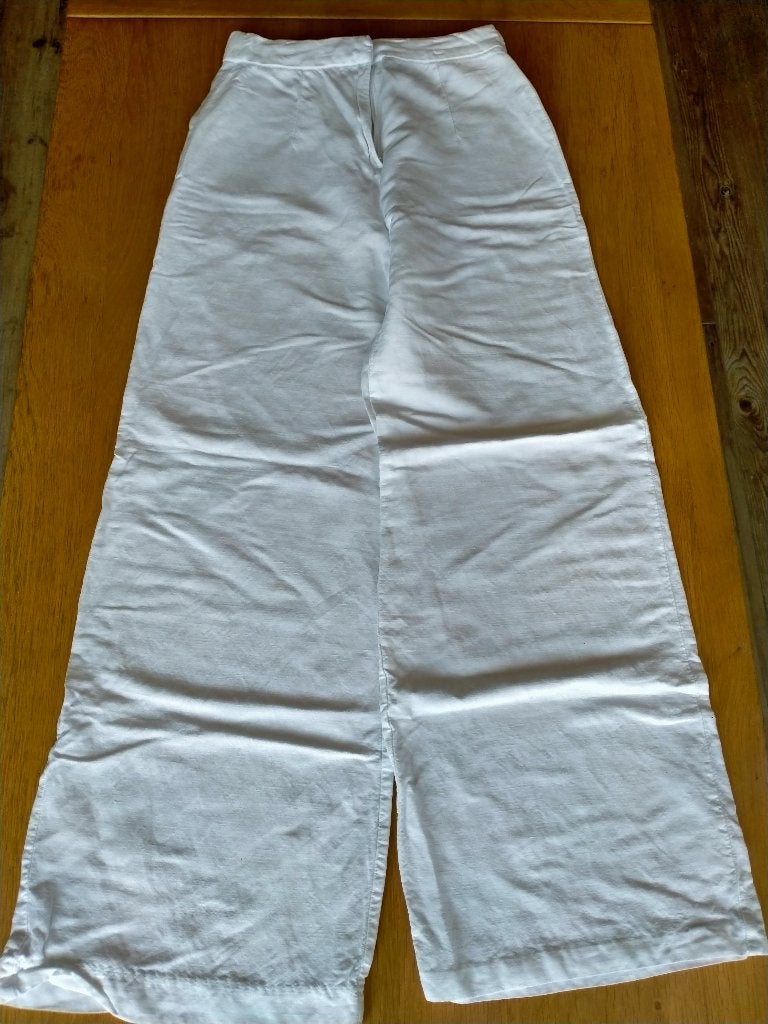 Pantalon H&M en lin blanc taille 160 (EUR 34), Kinderen en Baby's, Gebruikt, Meisje, H&M, Ophalen