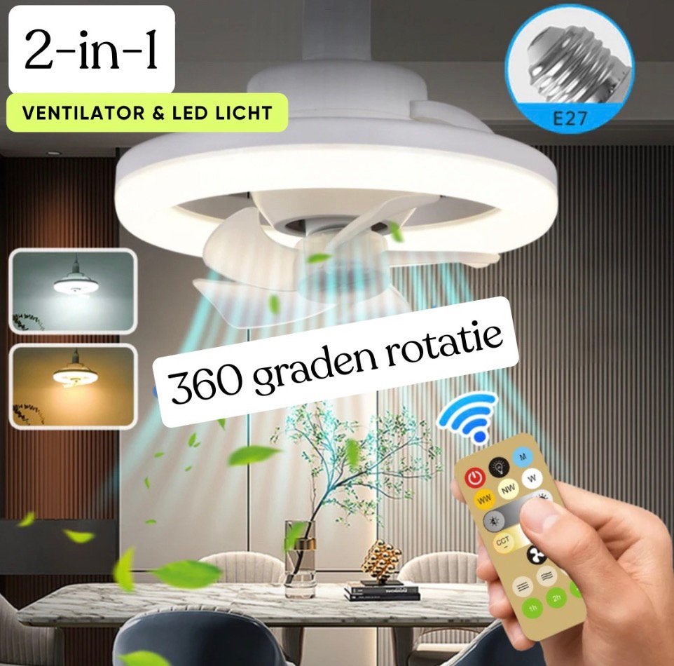 Ventilateur LED avec éclairage et douille E27 - 60W, Caravanes & Camping, Enlèvement ou Envoi, Neuf