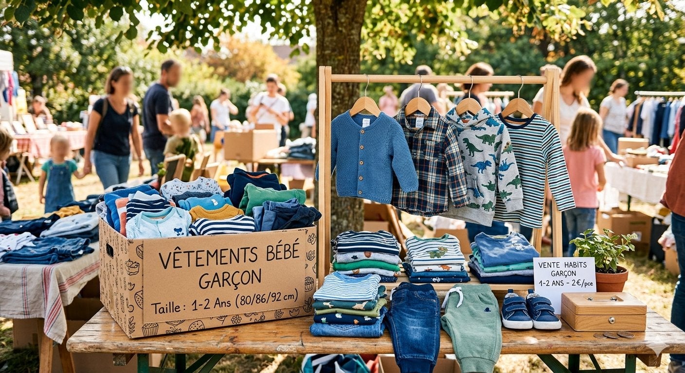 Dix boites de vêtements bébé remplis a petit prix, Enlèvement, Garçon