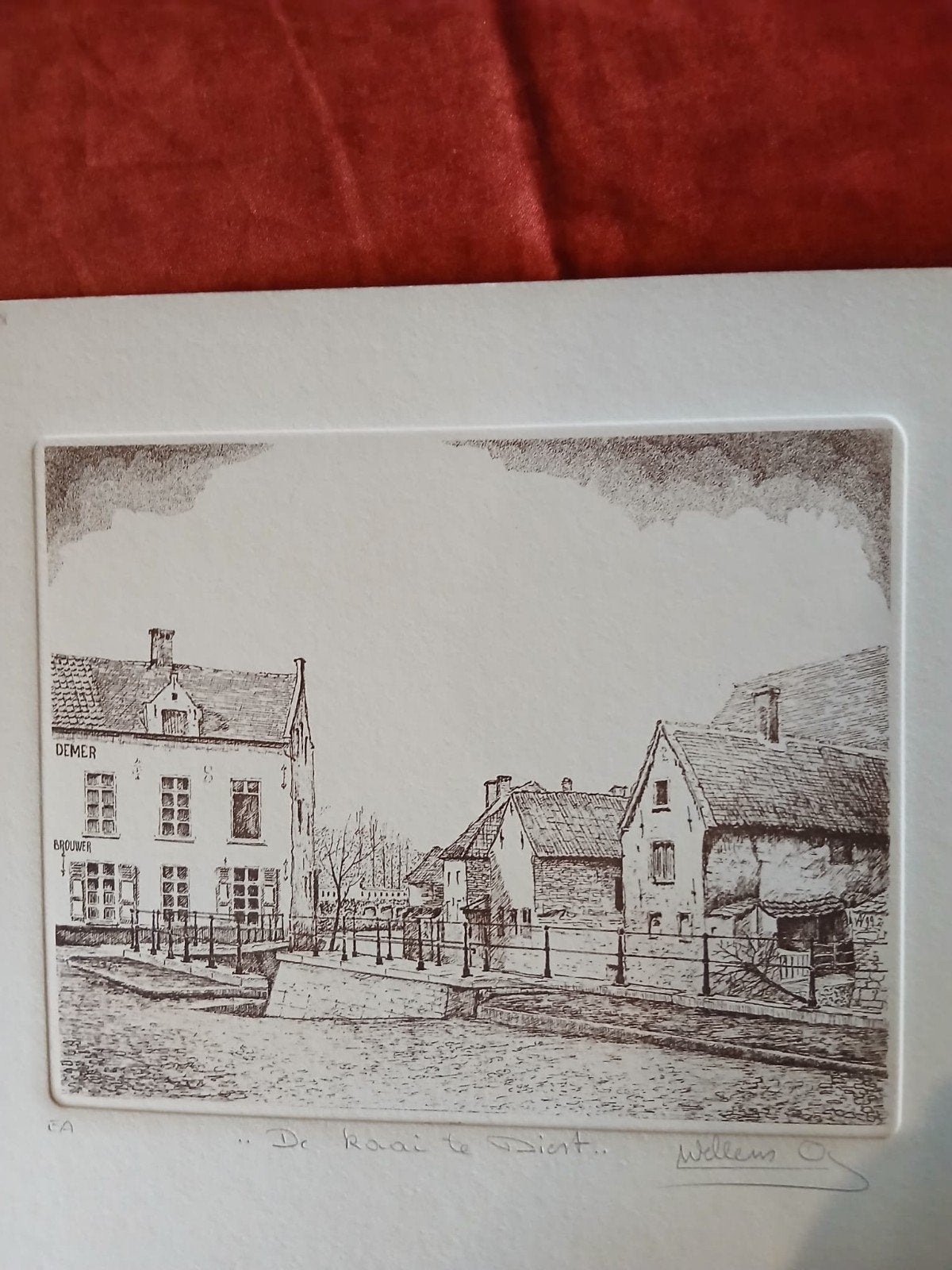 ets van Andre Wellens, Antiek en Kunst, Ophalen, Ets, Origineel