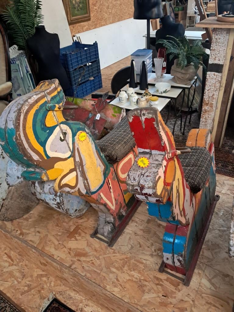 Oude houten kermis dieren(draaimolen), Antiek en Kunst, Ophalen