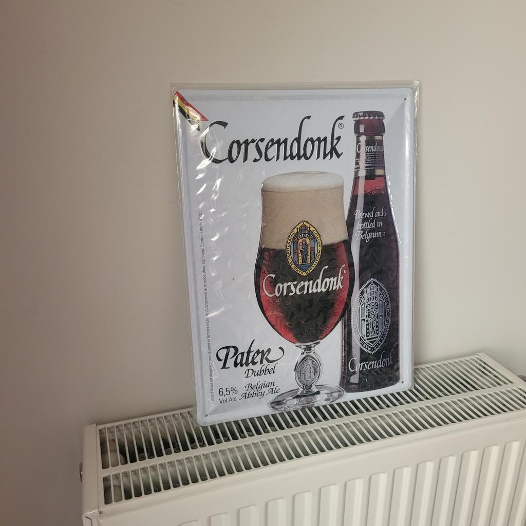 Corsendonk Dubbel metalen plaat, Ophalen of Verzenden