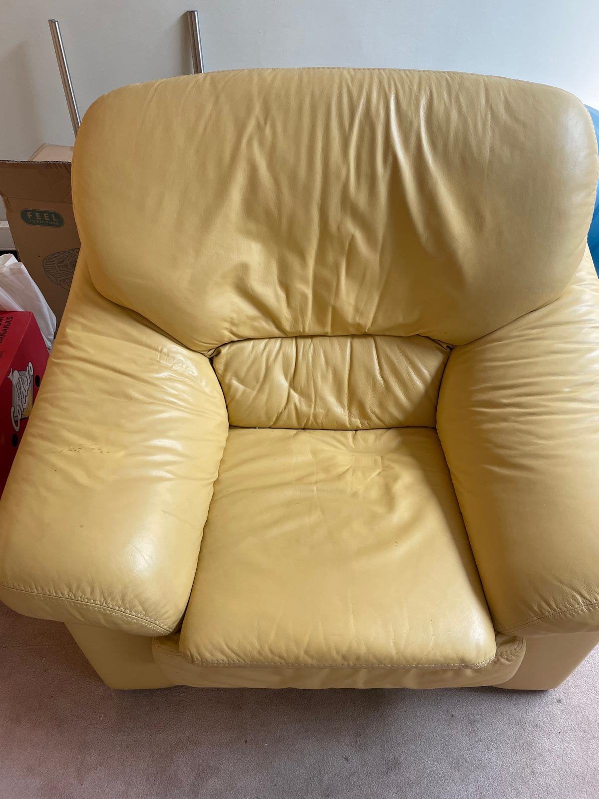 Siège en cuir jaune, 100 à 125 cm, Vintage, 150 à 200 cm, Une personne