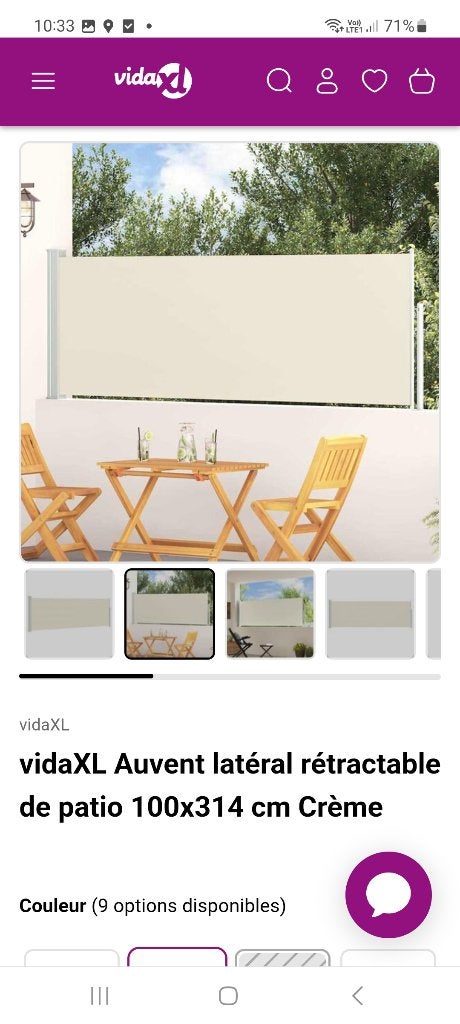 Brise vue rétractable pour terrasse. Store latéral Vidal XL, Neuf, 200 cm ou plus, Enlèvement, 100 à 150 cm