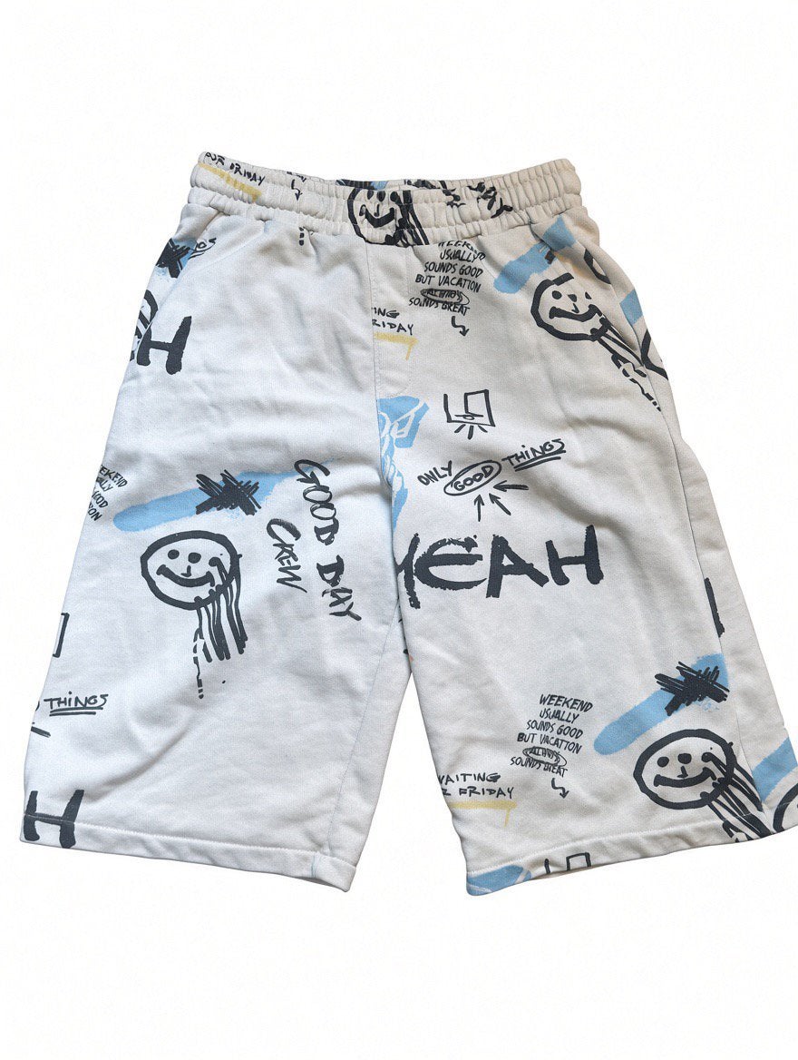 White Graphic Shorts – Streetwear – Maat 164cm 10-14 jaar, Ophalen of Verzenden, Nieuw, Jongen