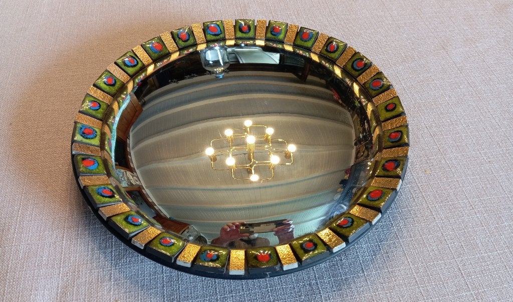 FRANCOIS LEMBO UNIEKE CONVEX SPIEGEL KERAMIEK VALLAURIS, Antiek en Kunst, Ophalen of Verzenden
