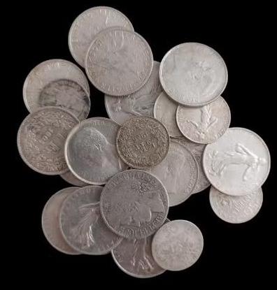 Lot oude munten / Belgie , Frankrijk ../ Zilver 835 / 102Gr, Ophalen of Verzenden, België, Losse munt, Zilver