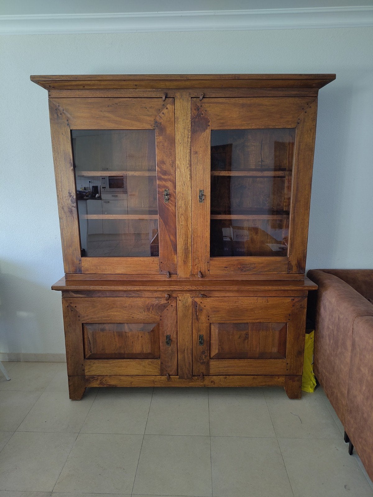 Mooie houten klassieke vitrinekast, Avec porte(s), 25 à 50 cm, 150 à 200 cm, Klassiek, landelijk